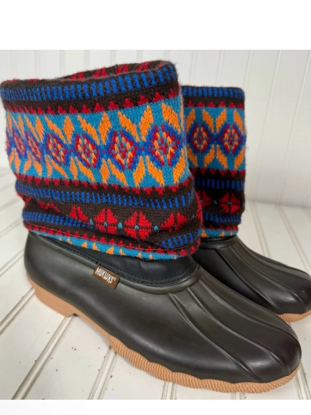 MUK‎ LUKS Rainboots Women's 7 Duck Boots Southwest Slip On